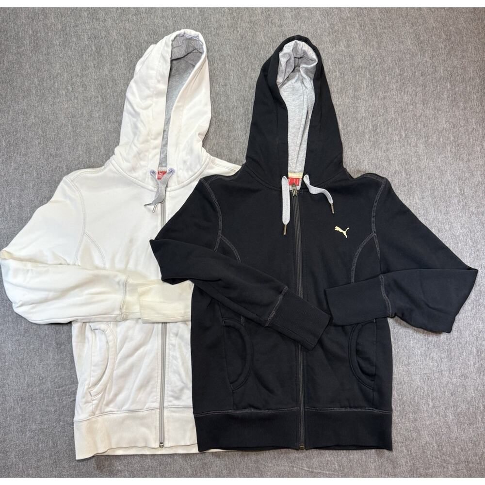 Puma Lot Of 2 Women’s Full Zip Hoodie Jacket-Medium/Black And White/Athletic